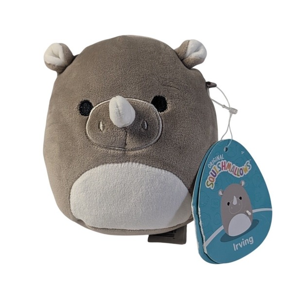 Squishmallows Other - Squishmallows Irving the Rhino 5 Inch Grey White Plush Stuffed Animal Toy NWT